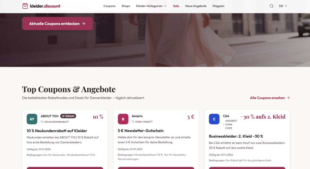 kleider.discount AffiliateSite